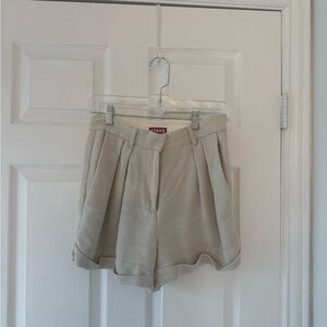 STAUD Tan High Waist Tailored Shorts Louisa 2